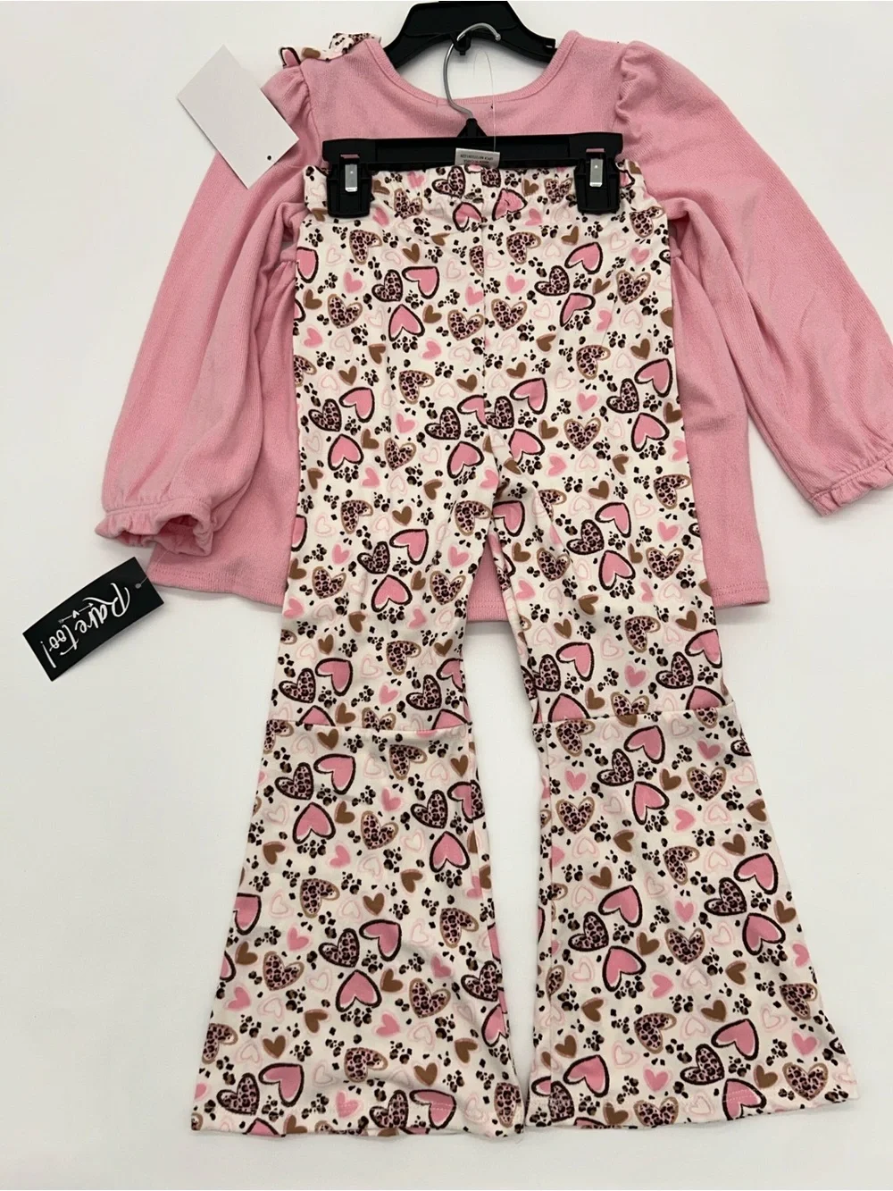 Rare Too Girls Size 4 Pink Hearts/Cheetah Print Outfit Set